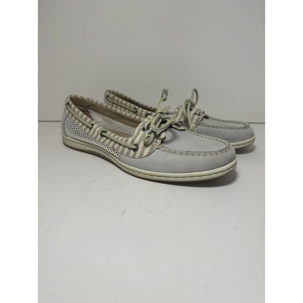 Women's Sperry Top-Sider Firefish Stripe Mesh Light Grey Boat‎ Shoes 10M